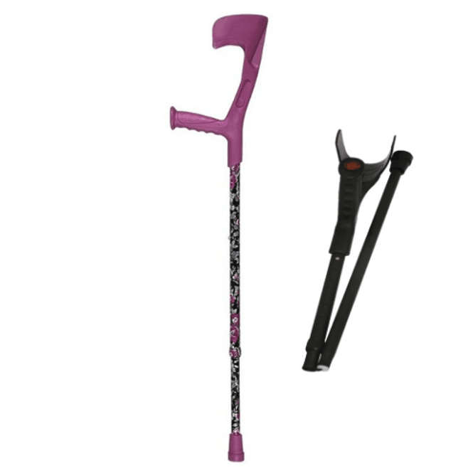 Huvudbild Vikbar krycka, mönstrad vinröd